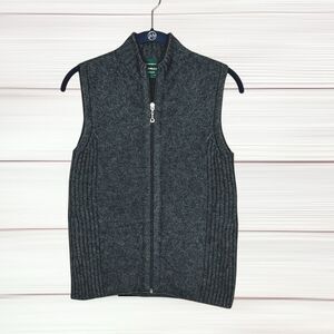 LOTHLORIAN Luxury Possum Merino Knit Vest Full Zip Mock Neck Gray New Zealand XS